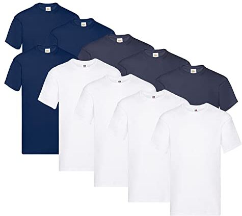 Fruit of the Loom T-shirt da uomo Original T, confezione da 10, L