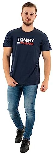 Tommy Hilfiger Tjm Reg Corp Logo Tee Dm0dm15379 Magliette a Maniche Corte, Blu (Twilight Navy), S Uomo