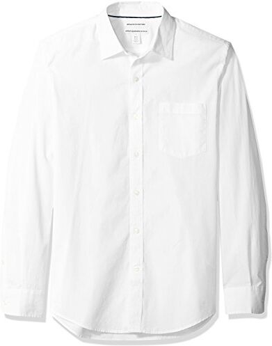 Amazon Essentials Camicia in Popeline a Maniche Lunghe Slim Uomo, Bianco, M