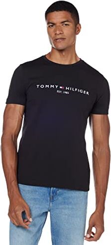 Tommy Hilfiger T-shirt Maniche Corte Uomo Core Tommy Logo Scollo Rotondo, Nero (Jet Black), 3XL