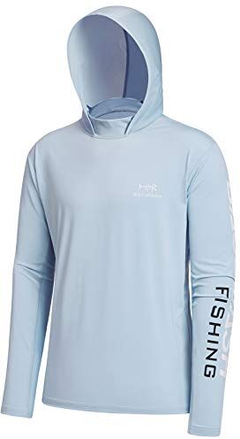 Bassdash UPF 50+ -T-Shirt da Pesca Rashguard Protezione Solare Felpa da Uomo con Cappuccio e Protezione dai Raggi UV