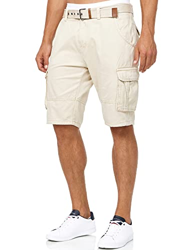 Indicode Uomini Monroe Cargo Shorts   Bermuda Pantaloncini Cargo Inclusa Cintura in Cotone Fog XL