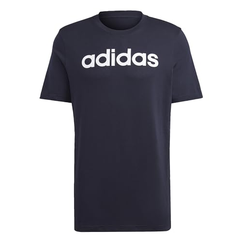 Adidas Essentials Single Jersey Linear Embroidered Logo Short Sleeve T-shirt, Maglietta Uomo, Legend Ink/White, L Tall