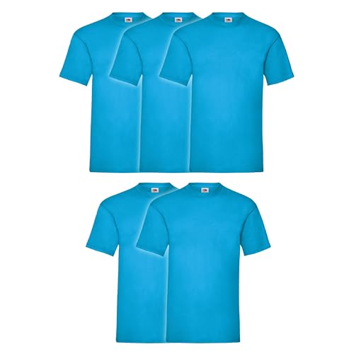 Fruit of the Loom 5 T-shirt Valueweight S M L XL XXL XXXL 3XL diversi colori a scelta, azzurro, xxl