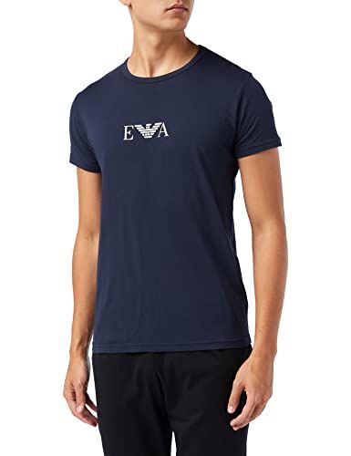 Emporio Armani Essential Monogram 2-pack T-shirt With Crew Neck, Maglietta Uomo, Blu, XL
