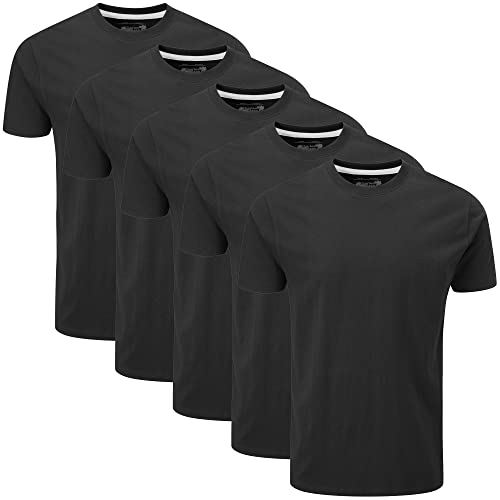 Wilson Confezione da 5 T-Shirt Girocollo Semplice (Large, Plain Black)