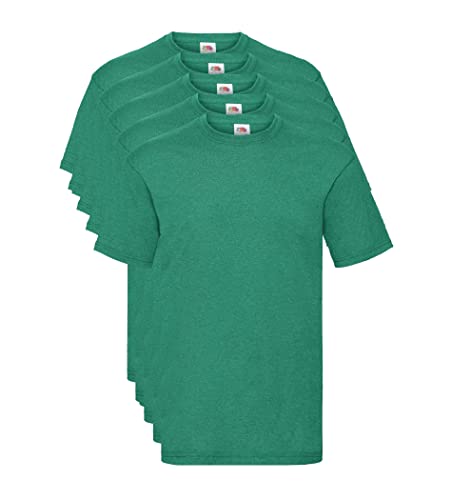 Fruit of the Loom Valueweight 5 Pack T-Shirt, Verde (Retro Heather Green RX), Large (Pacco da 5) Uomo
