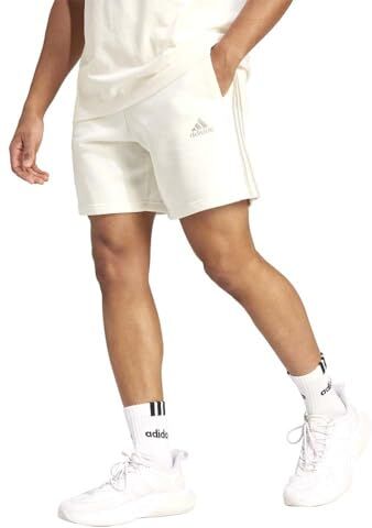 Adidas Essentials French Terry 3-Stripes Shorts Pantaloncini Casual, off White/Putty Grey, S Men's