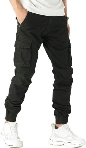 Toocool Pantaloni Uomo Cargo Militari tasconi Laterali Casual Cotone G6538 [34/tg 48,F7210 Estivo Nero]