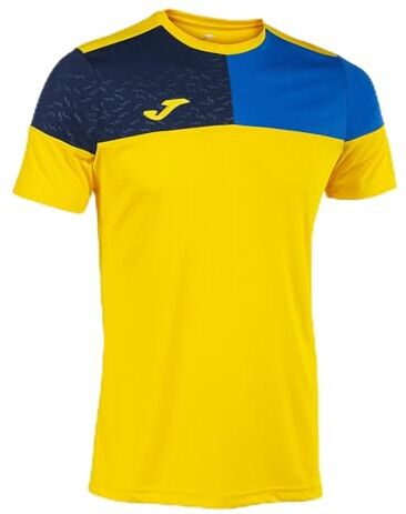 Joma Maglia a Manica Corta Uomo Crew V Giallo Blu Reale Blu Navy