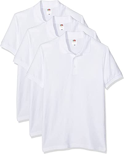 Fruit of the Loom 65/35 Polo, Bianco, XXL (Pacco da 3) Uomo