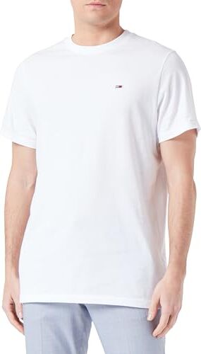 Tommy Jeans T-shirt Maniche Corte Uomo TJM Classic Scollo Rotondo, Bianco (White), XXL