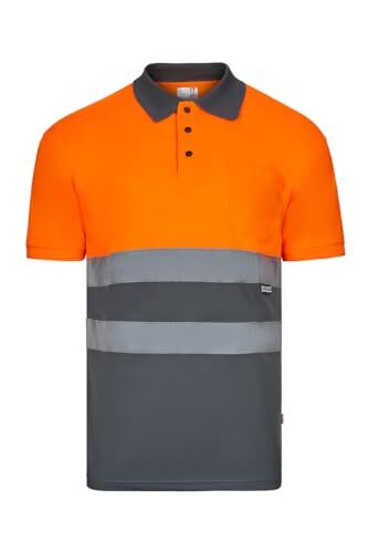 Velilla 173; Polo Bicolore Manica Corta AV; Colore Grigio e Arancione Fluoro; Taglia M