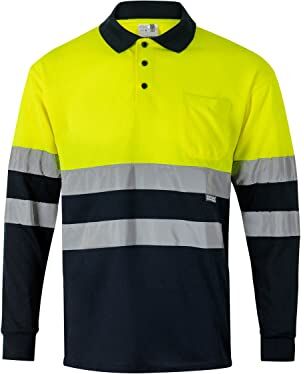 Velilla 175 Polo bicolore alta visibilità, manica lunga (Taglie XS) colore blu marino e Giallo fluo