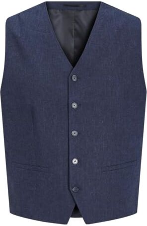 Jack & Jones Gilet in Lino Jprriviera Completo, Navy Scuro/vestibilità: Slim Fit, 50 Uomo