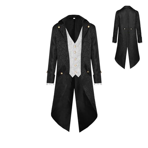 Mashin Cappotto da uomo, giacca gotica da uomo Redingote Frac gotico medievale rinascimentale, costume cosplay per uomini adolescenti