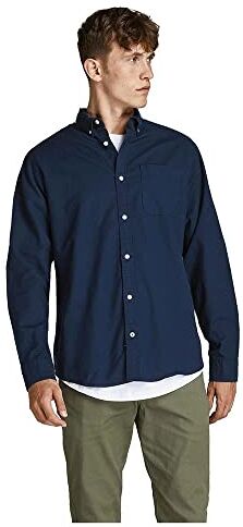 Jack & Jones JJEOXFORD Shirt L/S S21 Noos Camicia, Navy Blazer/Fit:Slim Fit, XS Uomini