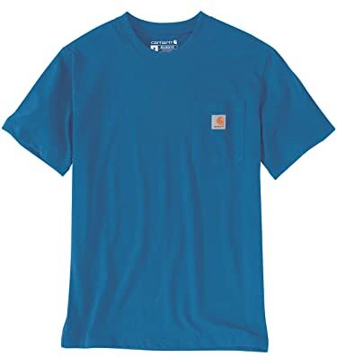 Carhartt T-Shirt Pesante K87 Con Taschino, Vestibilità Comoda, Manica Corta, Uomo, Blu (Mare Heather), M