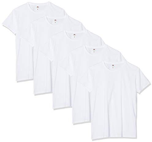 Fruit of the Loom Iconic, Lightweight Ringspun Tee, 5 Pack T-Shirt, Bianco (White 30), XXX-Large (Pacco da 5) Uomo