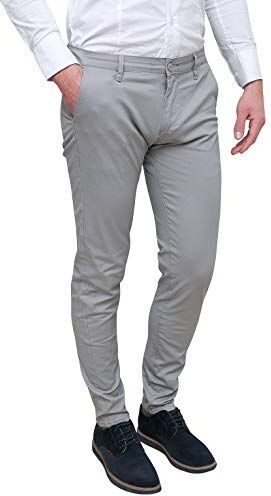 Evoga Pantaloni Uomo Class Slim Fit Primavera Estate Casual in Cotone (IT, Numero, 48, Regular, Regular, Grigio Chiaro)