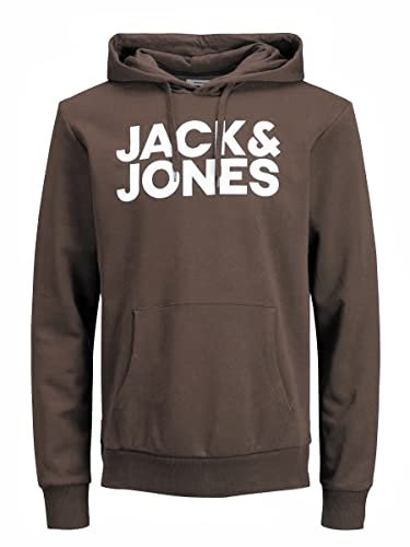 Jack & Jones Felpa con cappuccio da uomo con logo Corp, Pacciamatura/stampa bianca, M