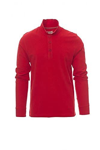 PAYPER Florence Polo da Uomo a Manica Lunga 100% Cotone Colletto Polsino a Costine Spacchetti Laterali Rinforzo Sagomato retrocollo Rosso (XL)