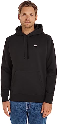 Tommy Jeans Felpa Uomo TJM Regular con Cappuccio, Nero (Black), L