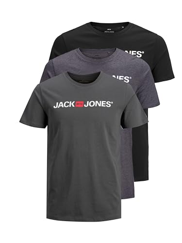 Jack & Jones logo JJECORP Tee SS Crew Neck Maglietta da uomo a girocollo, confezione risparmio, con stampa grafica, M
