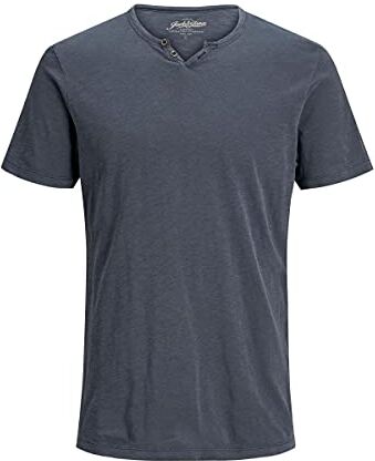 Jack & Jones Jjesplit Neck Tee Ss Noos, T-Shirt Uomo, Blu (Navy Blazer Fit:slim), L