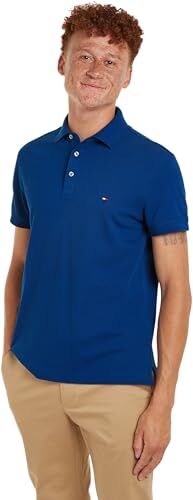 Tommy Hilfiger 1985 SLIM POLO, S/S Polos Uomo, Blu (Anchor Blue), XL