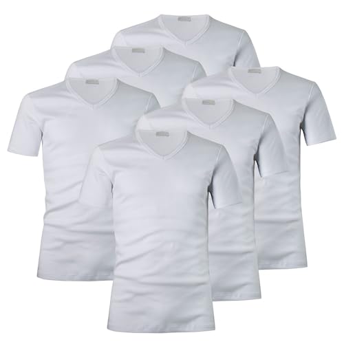 Liabel T-Shirt Uomo 100% Cotone, Art. 4428/t53 Scollo V, Pacco da 6, Bianco M