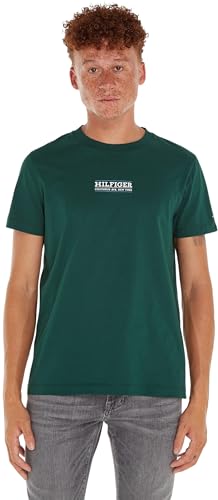 Tommy Hilfiger Uomo T-Shirt Maniche Corte Scollo Rotondo, Verde (Hunter), M