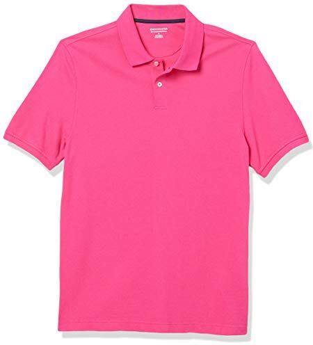 Amazon Essentials Polo in piqué di Cotone Slim Uomo, Rosa Shocking, XS