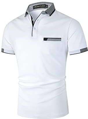 GHYUGR Elegante Polo da Uomo Manica Corta T Shirt Cotone Cucitura Classica Maglietta Commerciale Camicia per L'Ufficio,Bianco,XXL