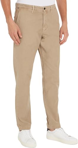 Tommy Hilfiger Chinos Uomo Harlem Gabardine Elasticizzati, Beige (Batique Khaki), 40W/30L