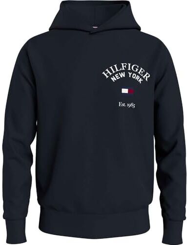 Tommy Hilfiger Arched Varsity Hoody  Felpe con Cappuccio, Blu (Desert Sky), XS Uomo