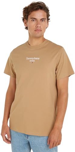 Tommy Jeans T-shirt Maniche Corte Uomo Slim Scollo Rotondo, Beige (Tawny Sand), XL