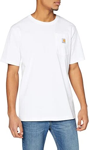 Carhartt T-Shirt Pesante K87 Con Taschino, Vestibilità Comoda, Manica Corta, Uomo, Bianco (White), XS