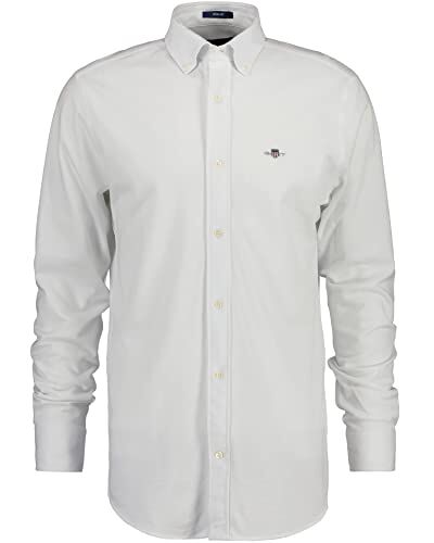 Gant REG JERSEY PIQUE SHIRT, Camicia elee Uomo, Bianco ( WHITE ), M