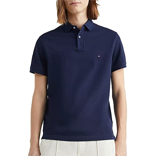 Tommy Hilfiger 1985 Regular Polo  Maniche Corte, Blu (Carbon Navy), XS Uomo