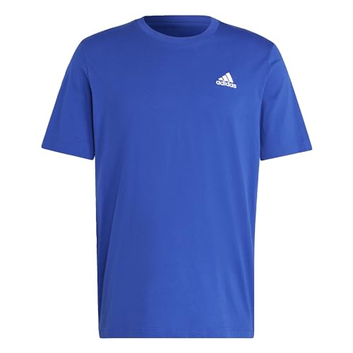 Adidas Essentials Single Jersey Embroidered Small Logo Short Sleeve T-shirt, Semi Lucid Blue, XL Tall Uomo