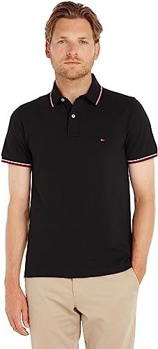 Tommy Hilfiger Maglietta Polo Maniche Corte Uomo Core Tommy Tipped Slim Fit, Nero (Black), L