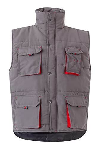 Velilla 205902 Gilet imbottito bicolore multi-tasca; colore grigio e rosso; taglia L