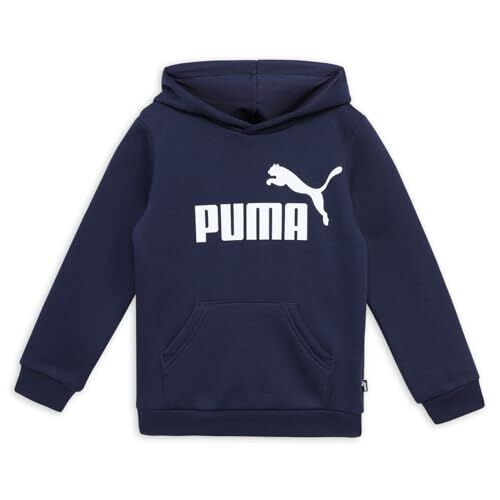 Puma Ess Big Logo FL B Felpa con Cappuccio, Peacoat, 104 cm