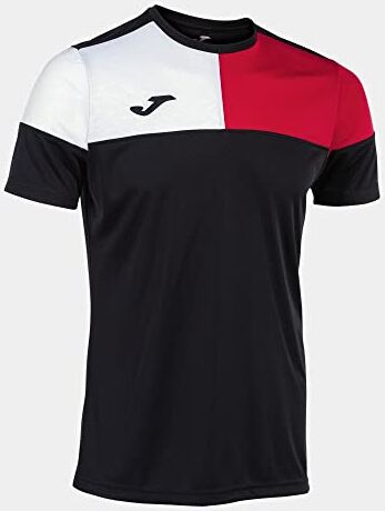 Joma Maglia a Manica Corta Uomo Crew V Nero Rosso Bianco