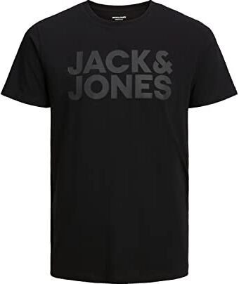 Jack & Jones JJECORP LOGO TEE SS O-NECK NOOS, T-Shirt Uomo, Nero (Black Fit:Slim/Large Print/Black), S