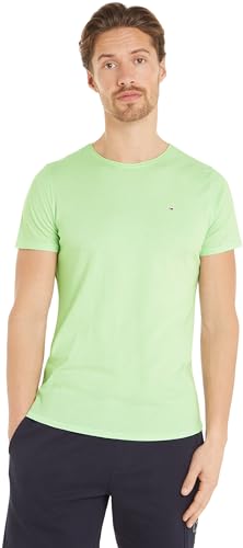 Tommy Jeans TJM XSLIM JASPE C NECK EXT, S/S Knit Tops Uomo, Verde (Opal Green), M