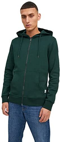 Jack & Jones Jjebasic Sweat Zip Hood Noos Felpa Sportiva con Cappuccio, Verde (Pine Grove), XXL Uomo