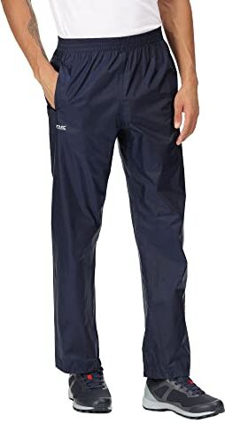 Regatta Pack It' Pantaloni Impermeabili Traspiranti Ripiegabili Cuciture Nastrate Overtrousers, Uomo, Navy, XXXL