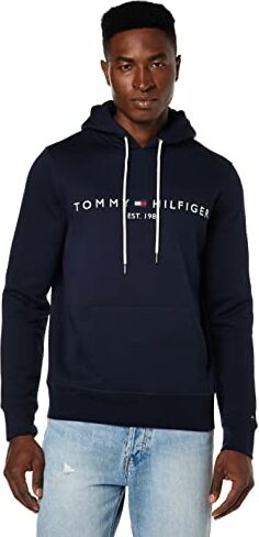 Tommy Hilfiger Logo Hoody Felpa, Sky Captain, XS Uomo